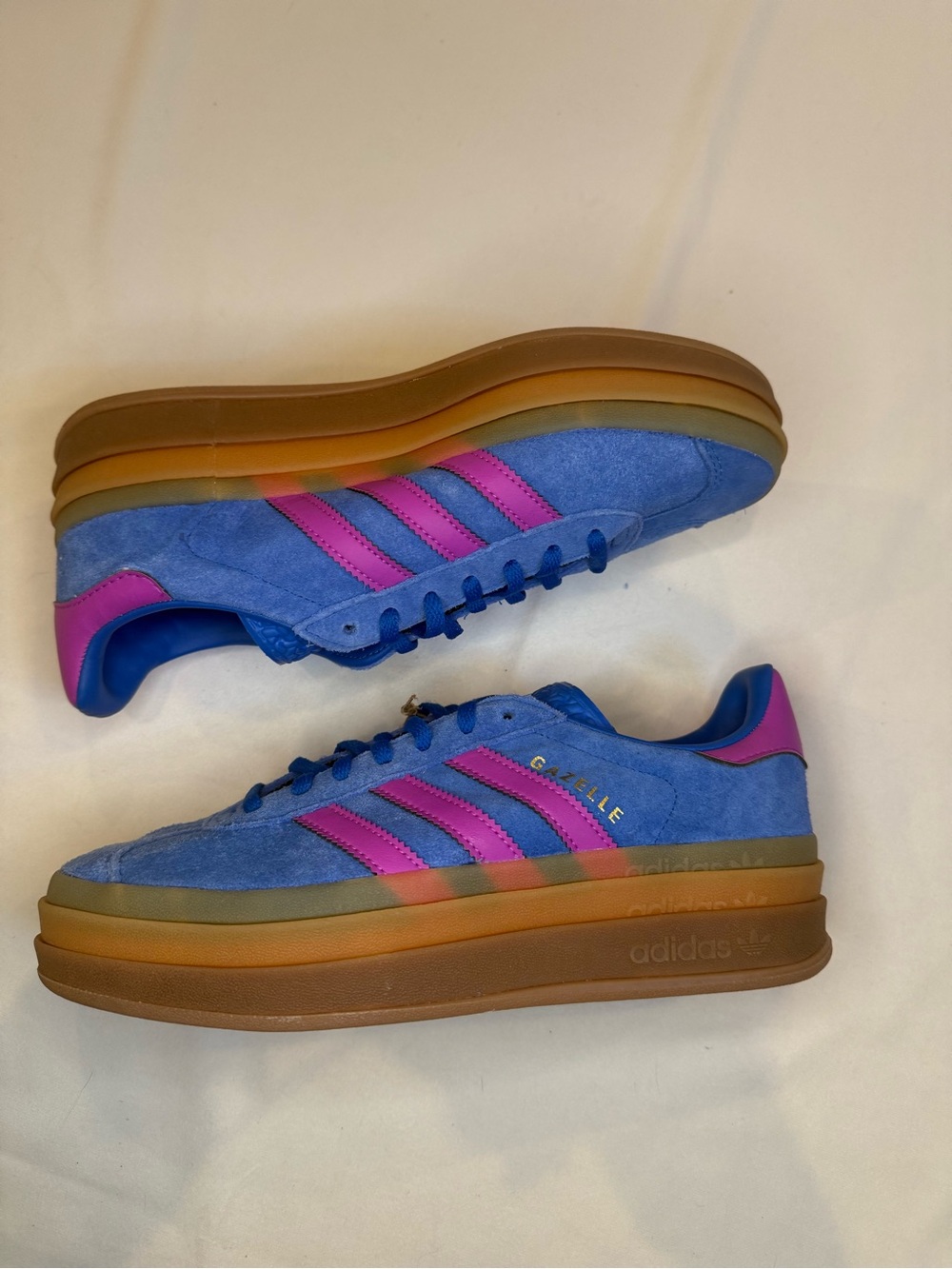 Adidas Gazelle Bold W Royal Blue Suede Pink Stripe Platform NWOB IG4367 Size 8.5 - Picture 9 of 16